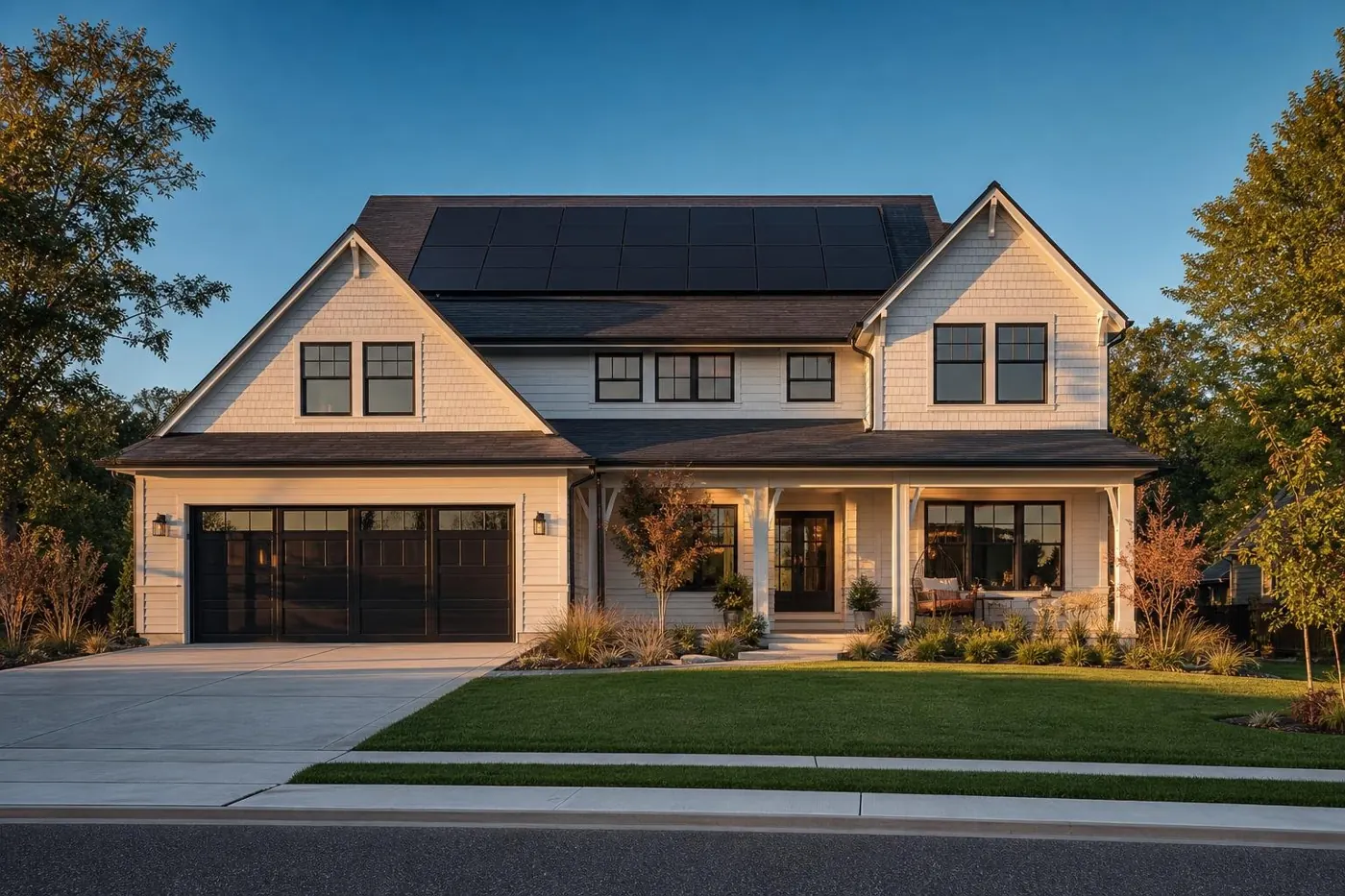 Home with a rooftop solar array